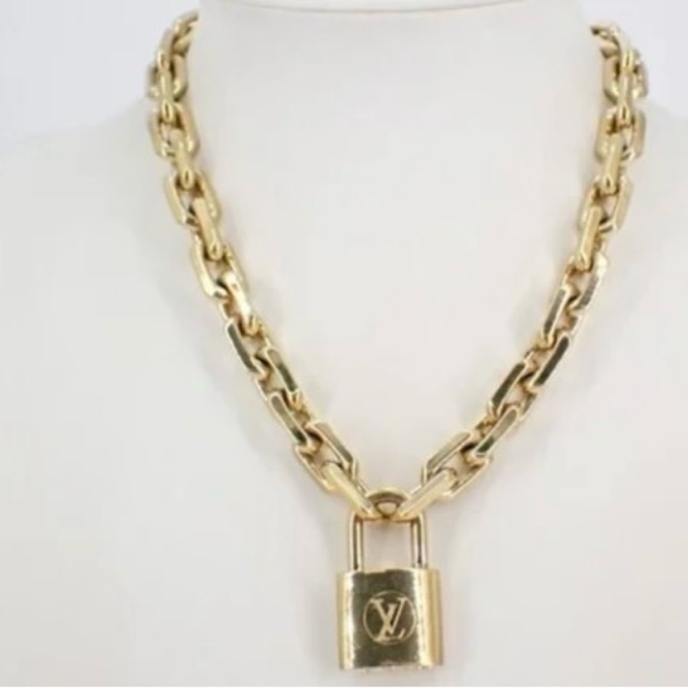 Louis Vuitton Gold Chain Necklace with Padlock